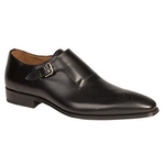 Mezlan Serna Medallion Toe Monk Strap Shoes Black