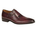 Mezlan Serna Medallion Toe Monk Strap Shoes Burgundy
