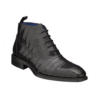 Mezlan Serra Crocodile Cap Toe Boots Black