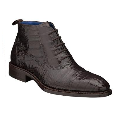 Mezlan Serra Crocodile Cap Toe Boots Brown