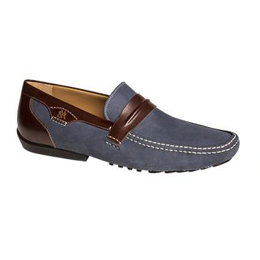 Mezlan Servet Nubuck Driving Loafers Blue / Brown
