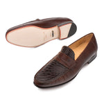 Mezlan Sica Calfskin / Crocodile Penny Moccasin Brown
