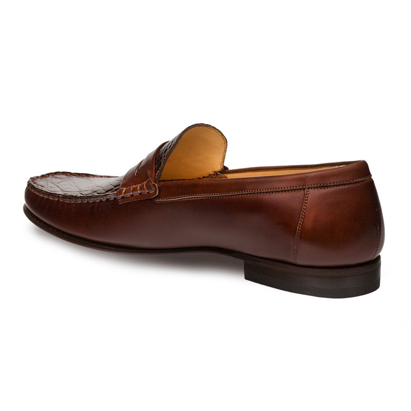 Mezlan Sica Calfskin / Crocodile Penny Moccasin Brown