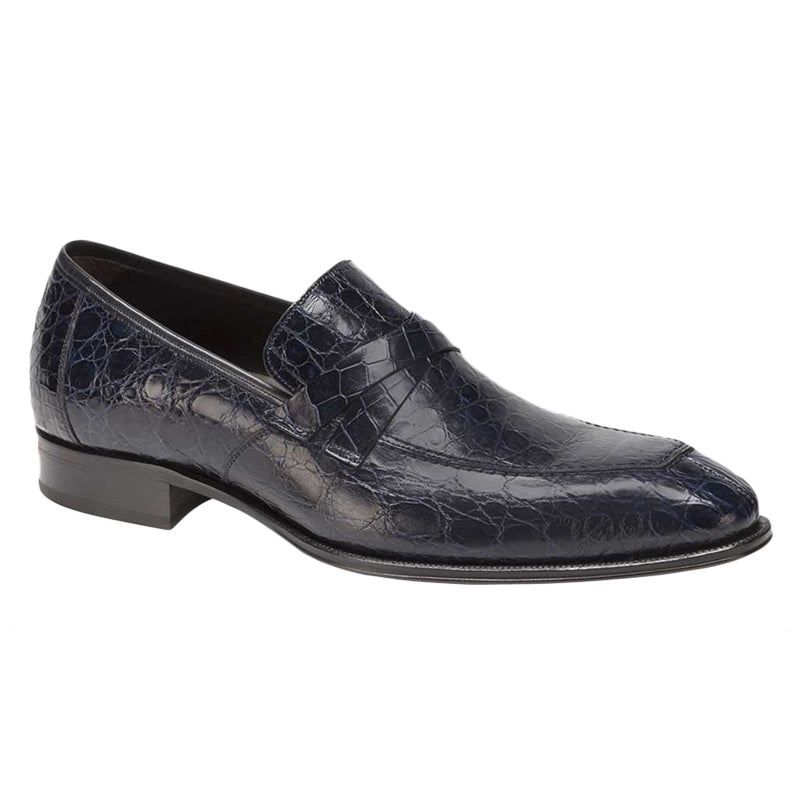 Mezlan Sierpes Crocodile Calfskin Shoes Blue