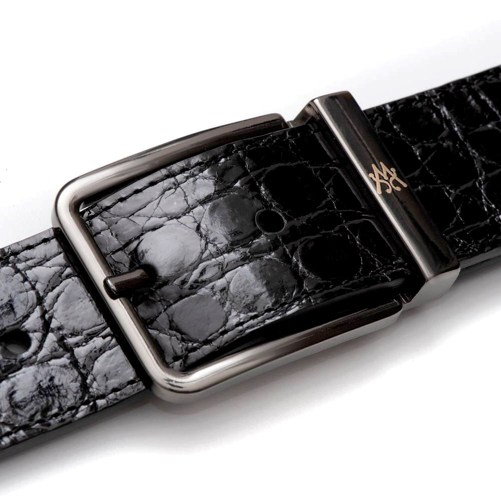 Mezlan Signature Crocodile Belt Black