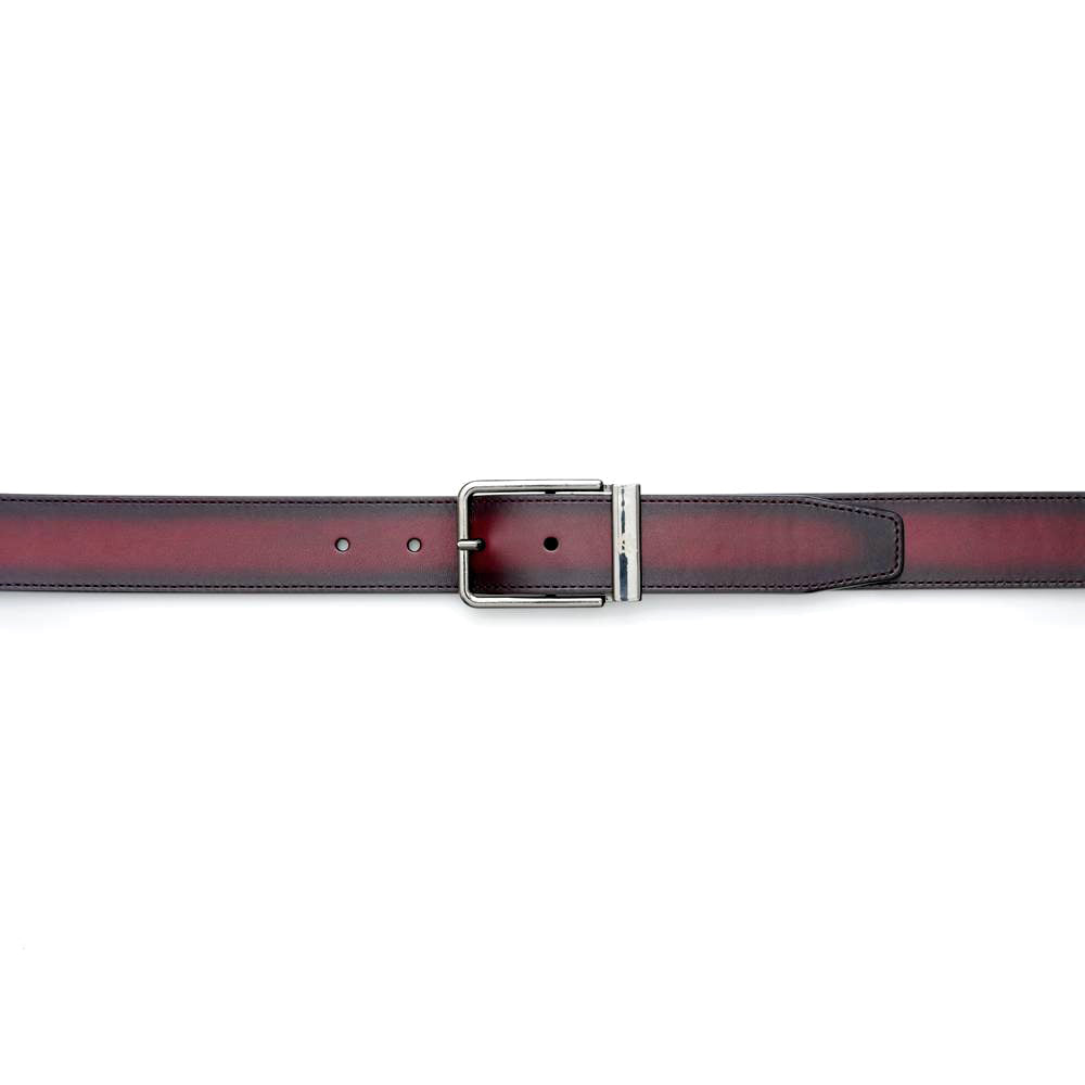 Mezlan Signature Patina Belt Burgundy 