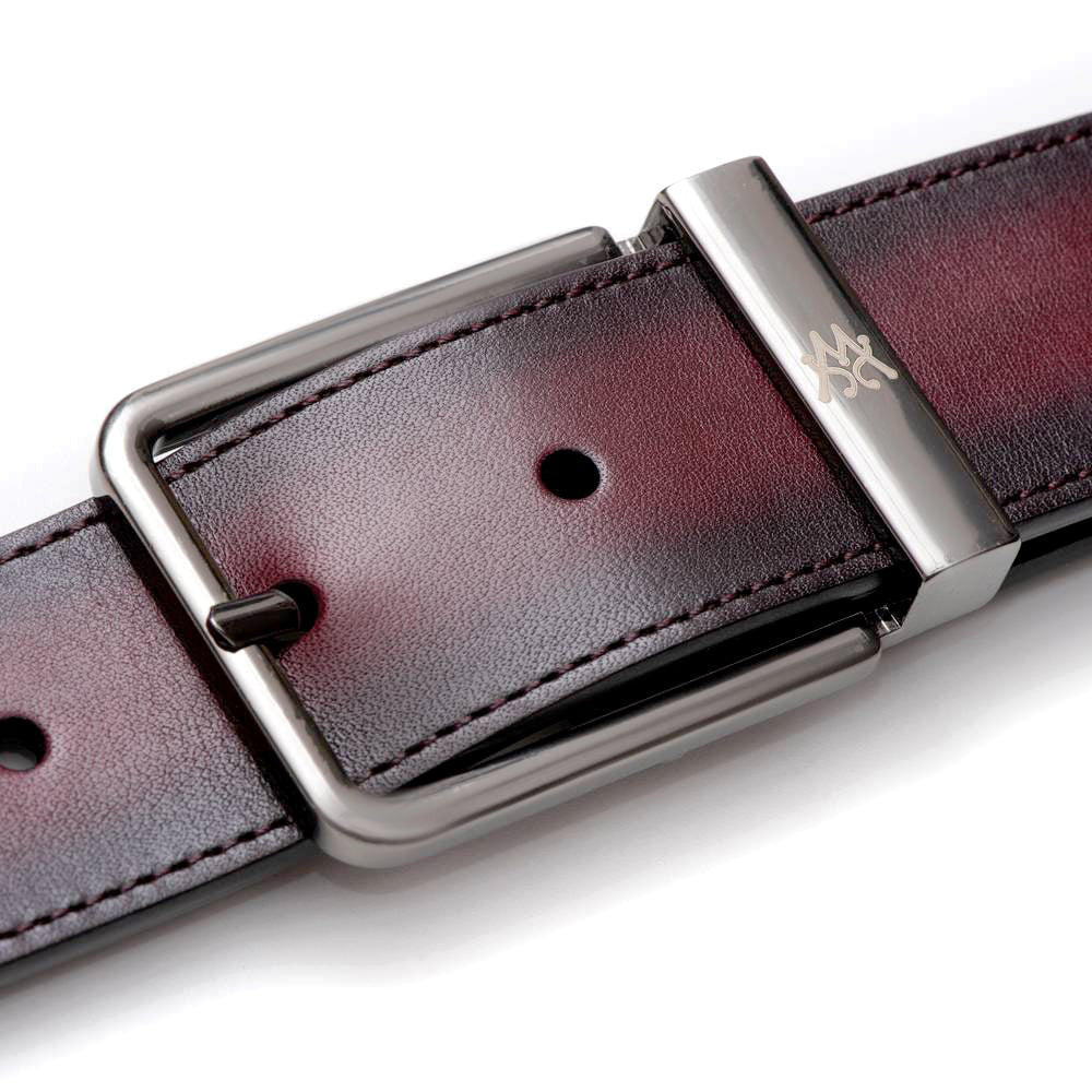 Mezlan Signature Patina Belt Burgundy