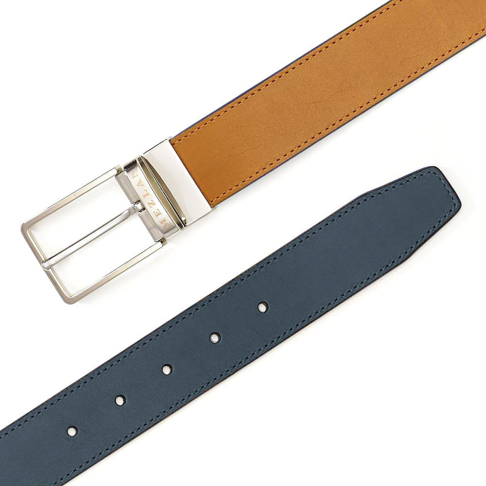 Mezlan Signature Reversible Belt Cognac / Blue