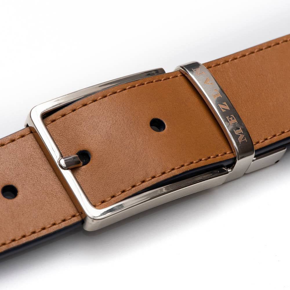 Mezlan Signature Reversible Belt Cognac / Blue