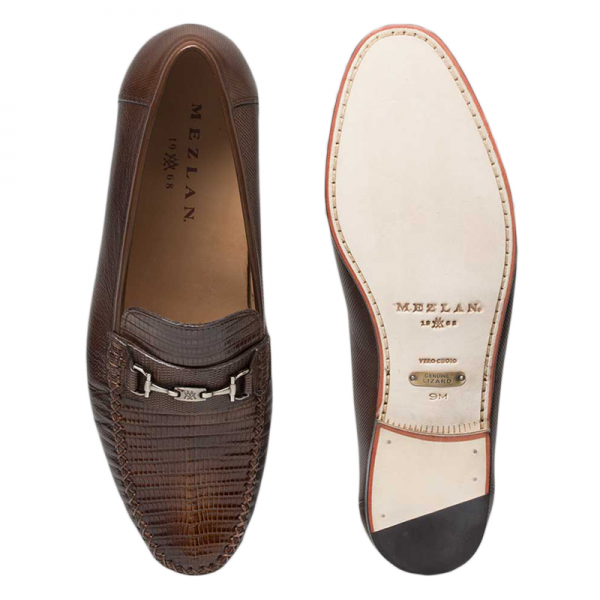 Mezlan Sileno Lizard Bit Loafers Cognac