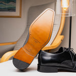 Mezlan Soka Calfskin & Deerskin Cap Toe Shoes Black (15089)