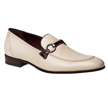 Mezlan Soler Calfskin Bit Loafers Crocodile Saddle Bone / Brown