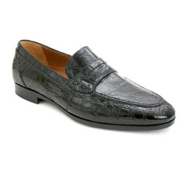 Mezlan Soli Crocodile Penny Loafers Black