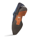 Mezlan Suede Asymmetrical Monkstrap Shoes Blue