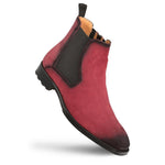 Mezlan Suede Chelsea Boots Burgundy