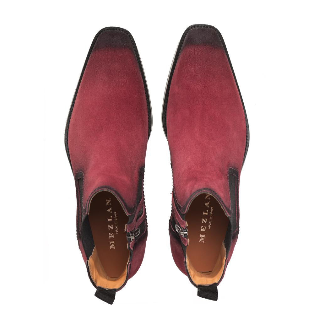 Mezlan Suede Chelsea Boots Burgundy