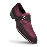 Mezlan Suede Monk Strap Shoes Burgundy