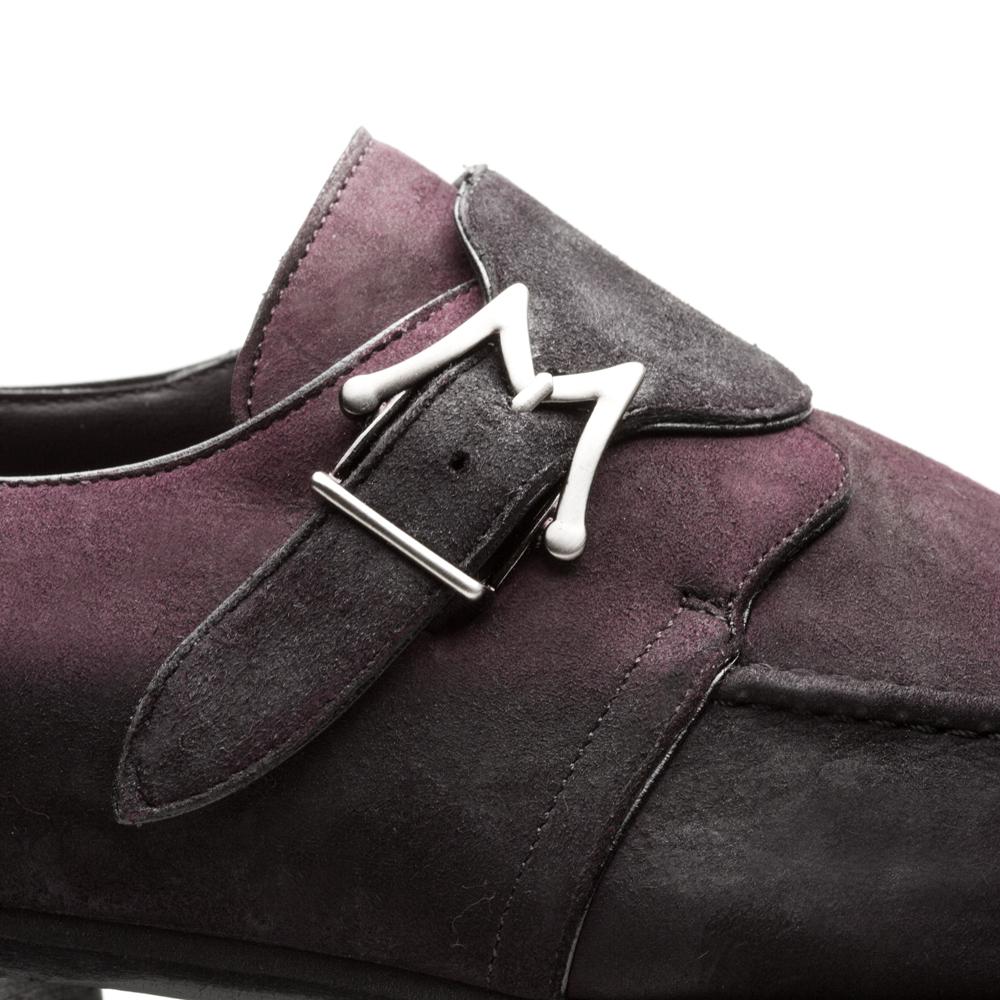 Mezlan Suede Monk Strap Shoes Burgundy