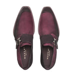 Mezlan Suede Monk Strap Shoes Burgundy