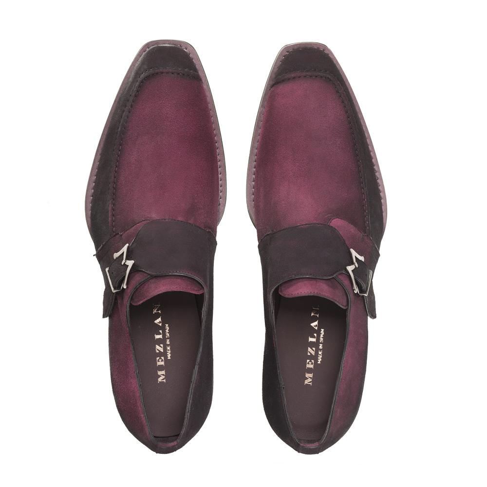 Mezlan Suede Monk Strap Shoes Burgundy