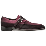 Mezlan Suede Monk Strap Shoes Burgundy