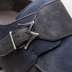 Mezlan Suede Monk Strap Shoes Electric Blue