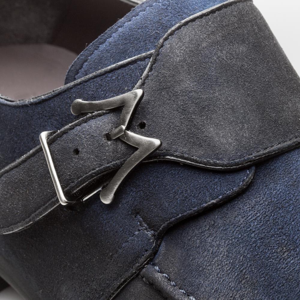 Mezlan Suede Monk Strap Shoes Electric Blue