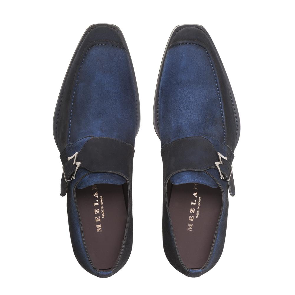 Mezlan Suede Monk Strap Shoes Electric Blue