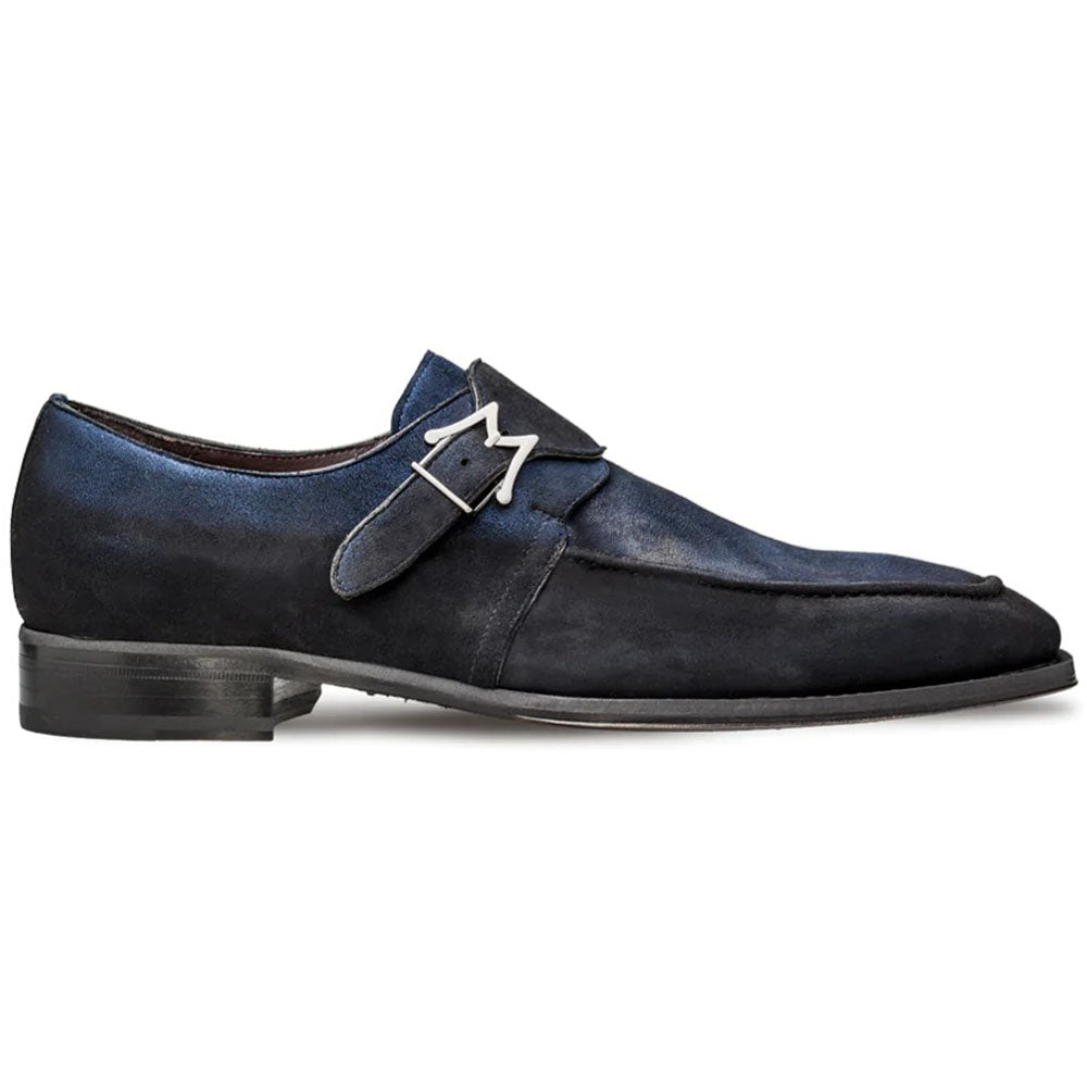 Mezlan Suede Monk Strap Shoes Electric Blue