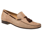 Mezlan Tarrega Perforated Suede Tassel Loafers Taupe / Brown