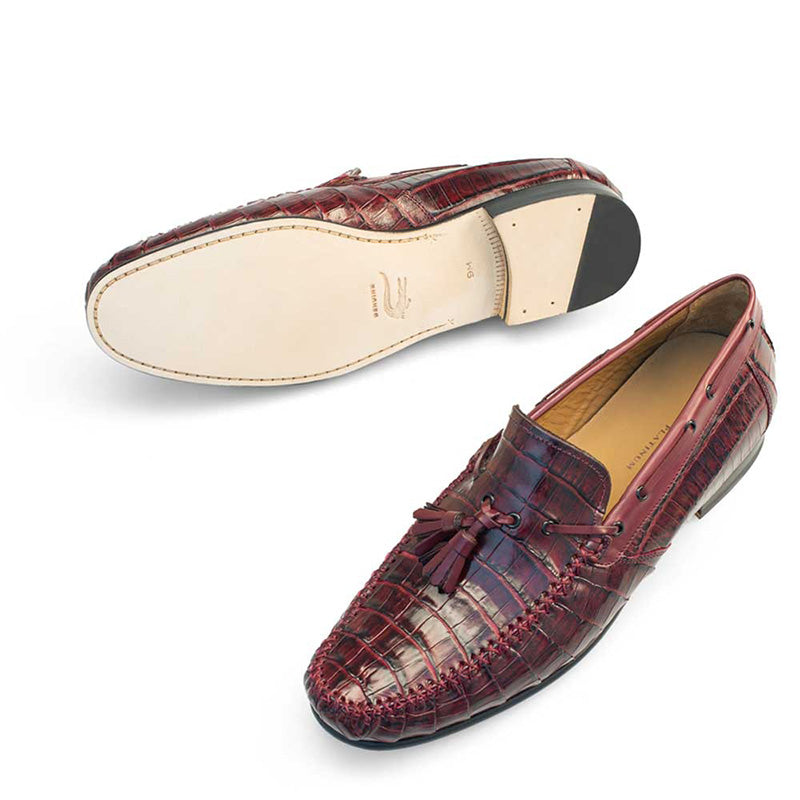 Mezlan Tibero Camian Crocodile Moccasin Burgundy
