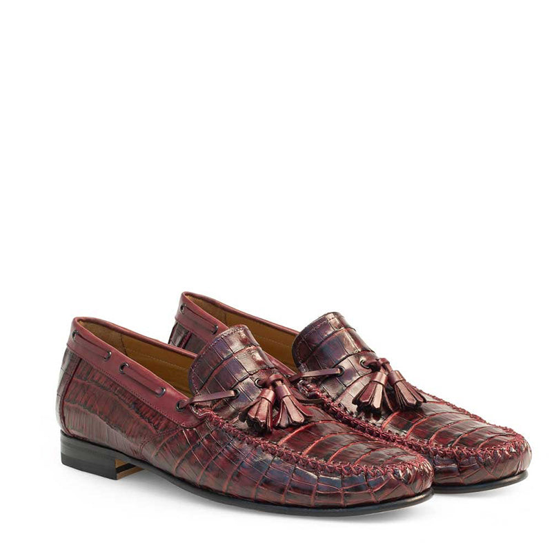 Mezlan Tibero Camian Crocodile Moccasin Burgundy