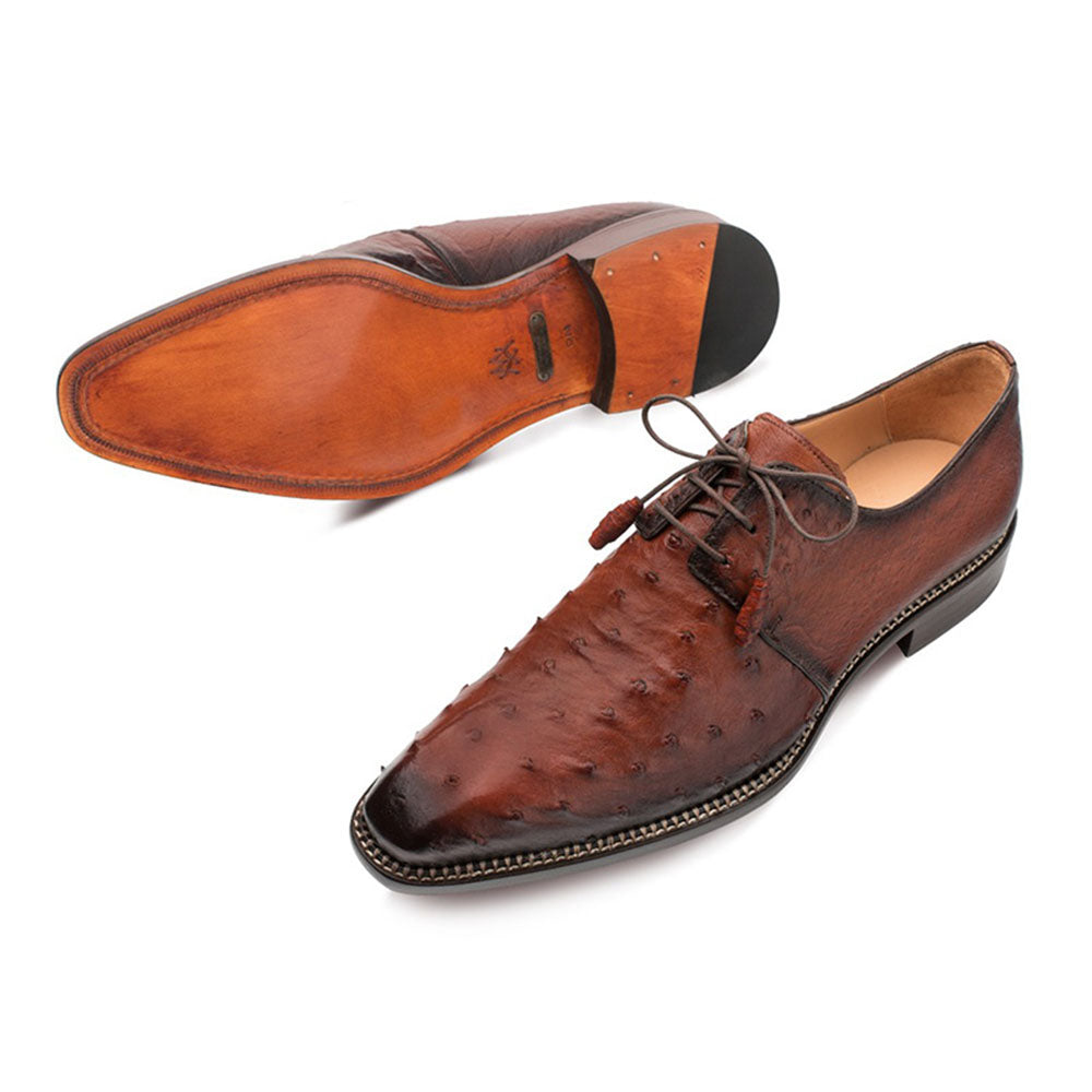 Mezlan Tillson Ostrich Plain Toe Blucher Brandy