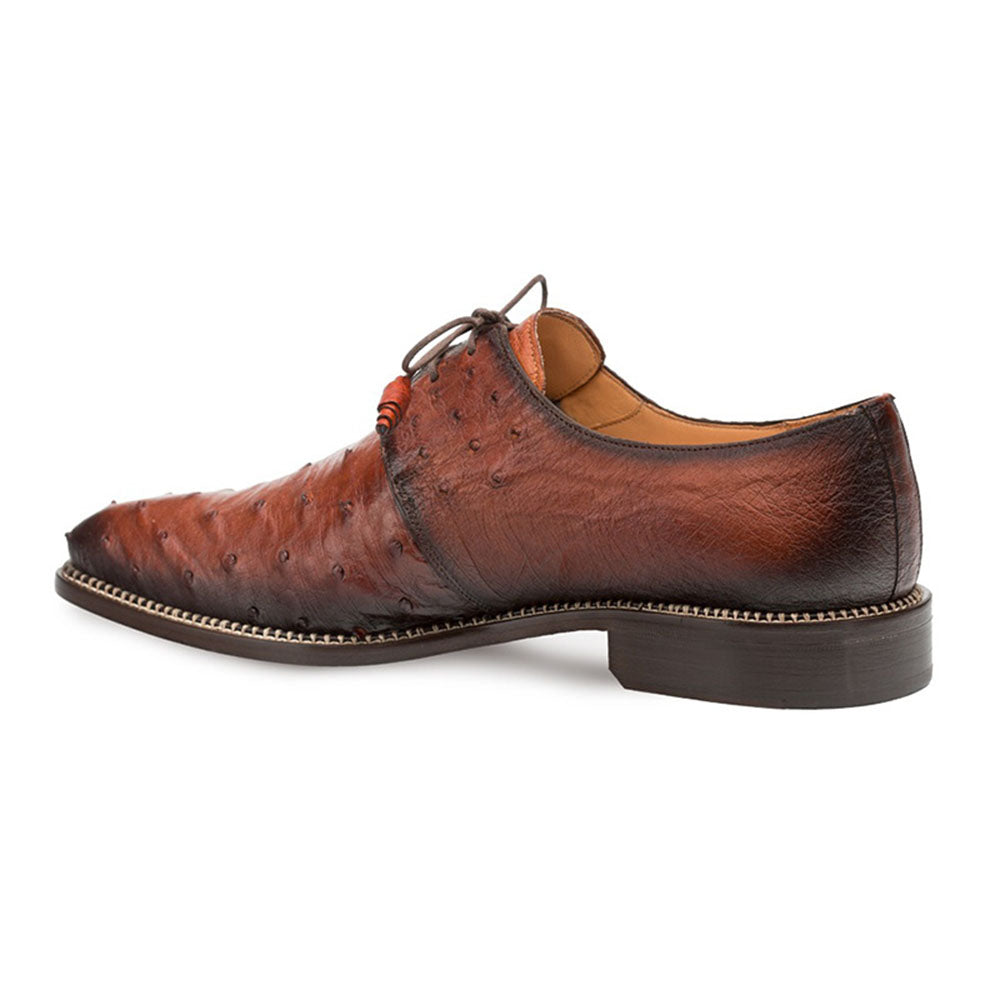 Mezlan Tillson Ostrich Plain Toe Blucher Brandy