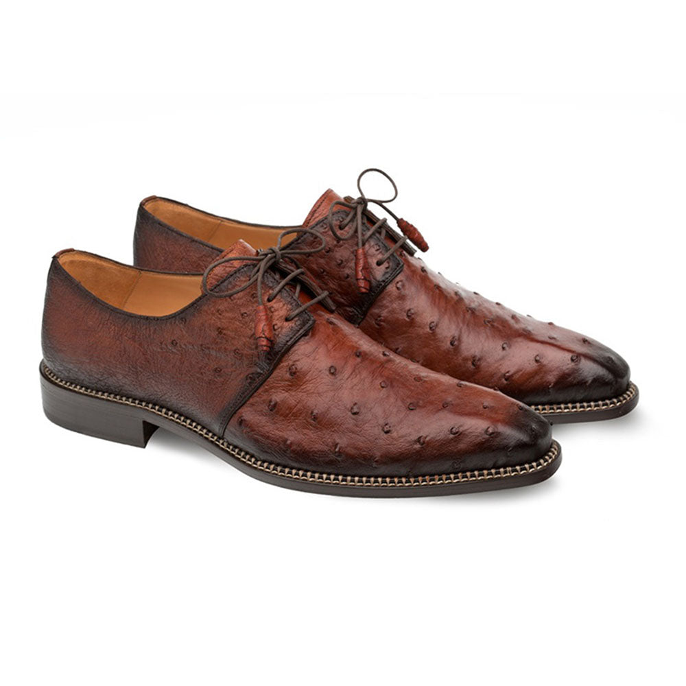 Mezlan Tillson Ostrich Plain Toe Blucher Brandy