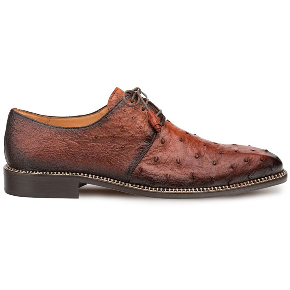 Mezlan Tillson Ostrich Plain Toe Blucher Brandy
