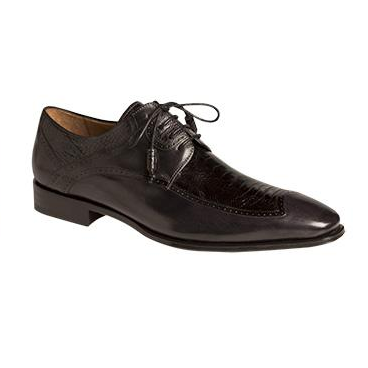 Mezlan Toledo Ostrich & Calfskin Derby Shoes Black