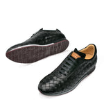 Mezlan Toronado Calfskin Suede Woven Sneakers Black