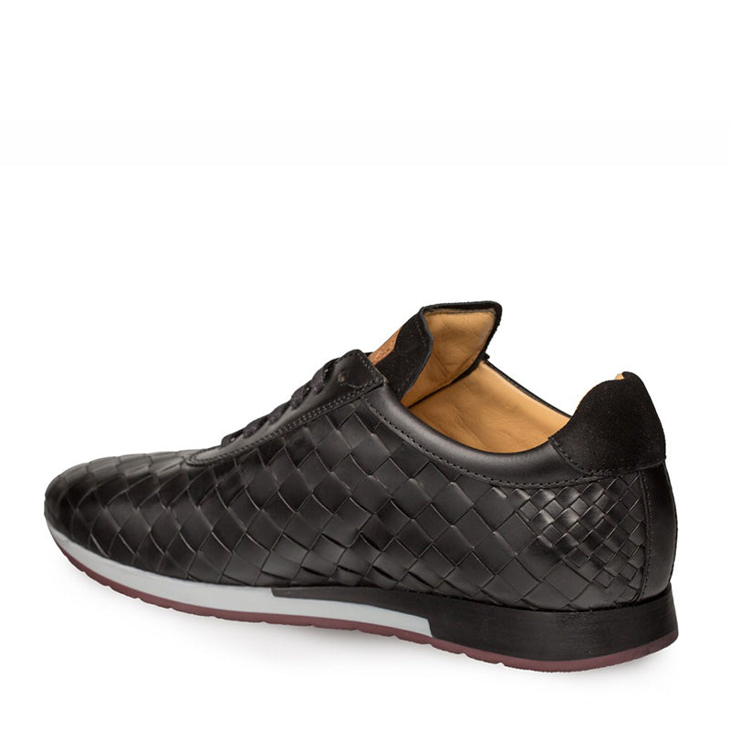 Mezlan Toronado Calfskin Suede Woven Sneakers Black