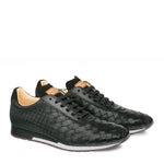 Mezlan Toronado Calfskin Suede Woven Sneakers Black