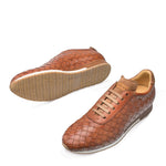 Mezlan Toronado Calfskin Suede Woven Sneakers Cognac