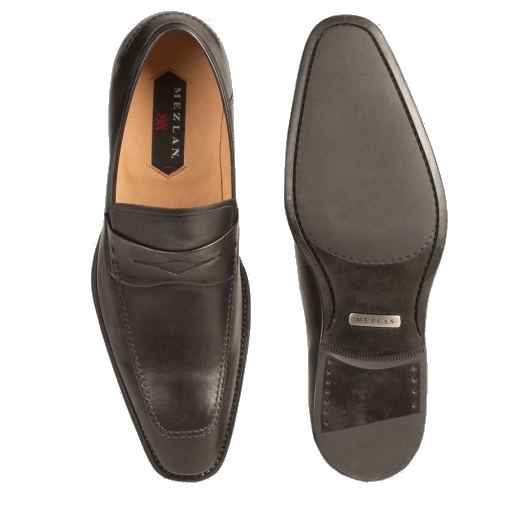 Mezlan Trento Apron Toe Penny Loafers Black