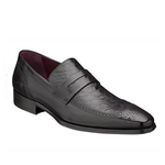 Mezlan Treviso Crocodile & Calfskin Wingtip Loafers Black