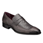 Mezlan Treviso Crocodile & Calfskin Wingtip Loafers Gray