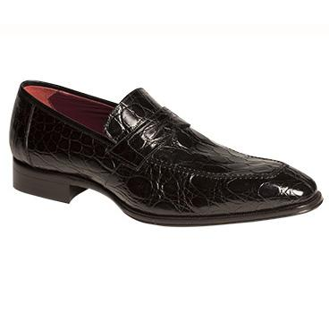 Mezlan Tullio Crocodile Penny Loafers Black