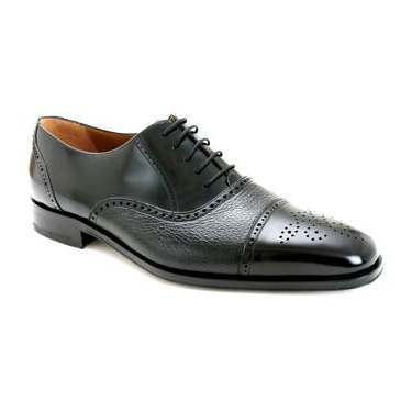 Mezlan Tyson II Calfskin & Deerskin Cap Toe Shoes Black