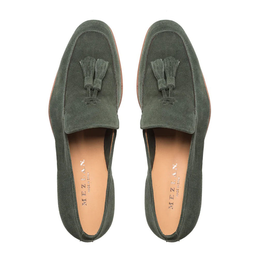 Mezlan Unstructured Suede Loafers Green (R607)