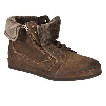Mezlan Utrech Oiled Suede Sneakers and Shearling Taupe