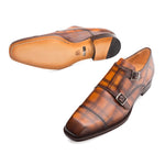 Mezlan Valkyrie Calfskin Double Monkstrap Shoes Honey