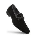 Mezlan Velvet Braided Formal Loafers Black
